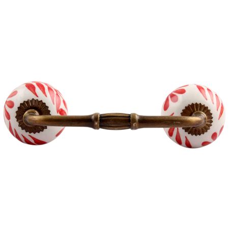 Red Leaf Floral Ceramic Bridge Handle